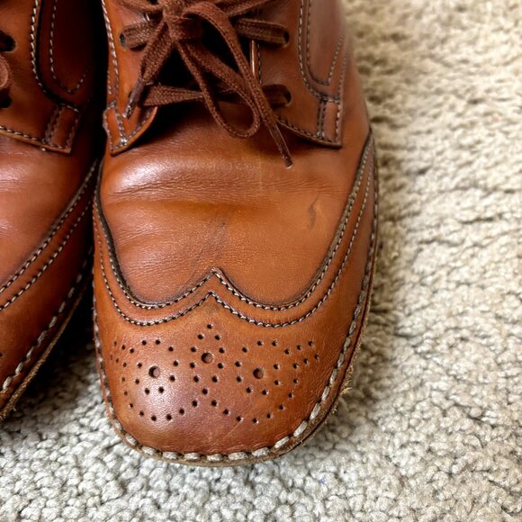 TOD'S $750 Brown Leather Wingtip Brogues‎ Size 39 EU Men's 9 Lace-Up Dress Shoes - Picture 4 of 16